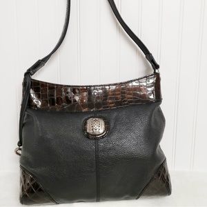 Brighton Leather Croc Shoulder Handbag